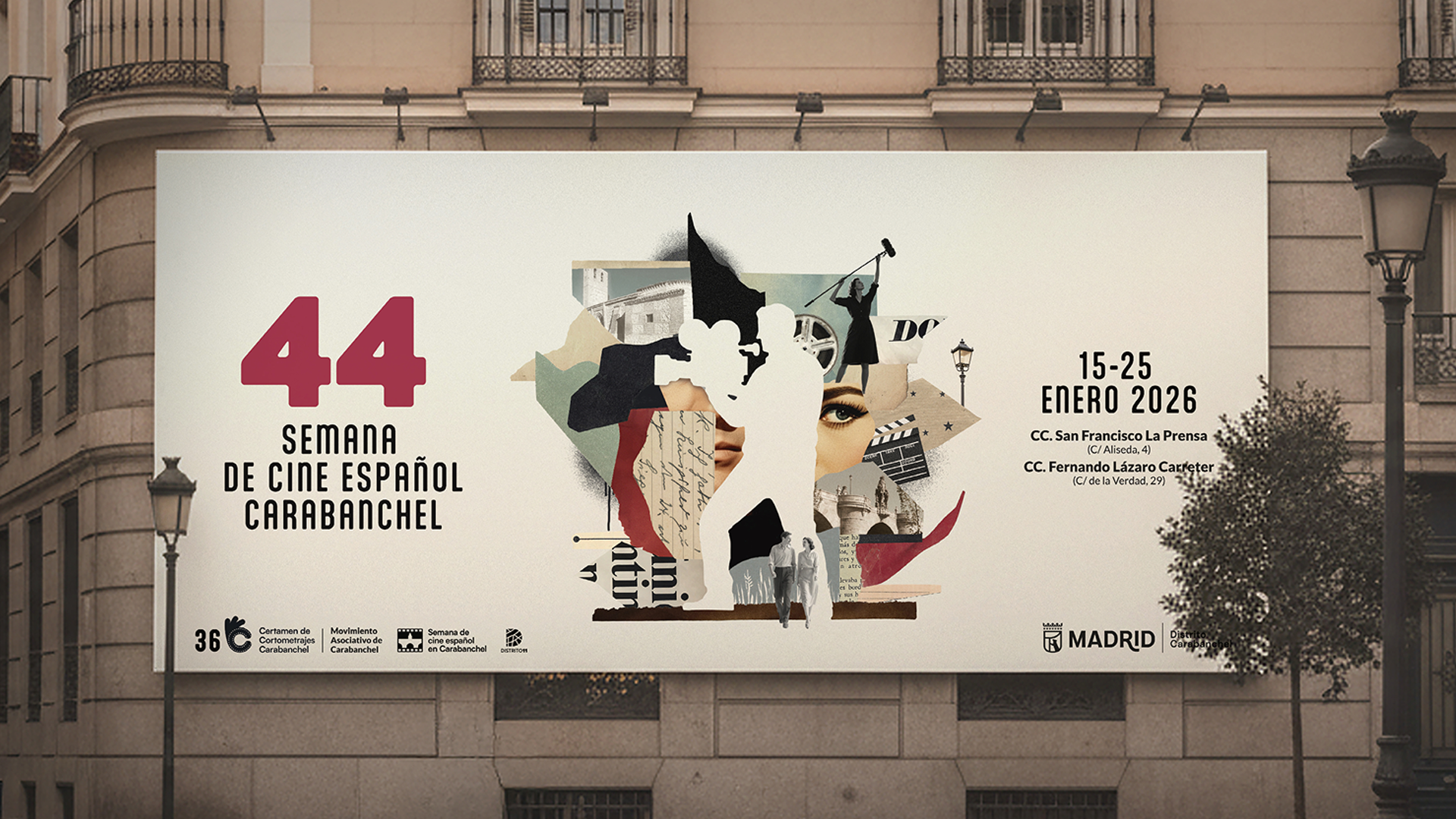 Cartel de la 44 Semana de Cine Español Carabanchel en el centro de Madrid