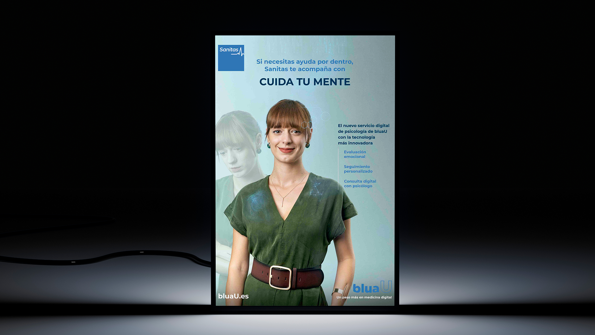 Aplicación de la campaña Cuida tu mente de Sanitas en pantalla vertical